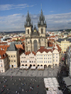 Czech Republic - Prague: view from the Old Town Hall - Old Town square and the Church of Our Lady Before Tyn II (photo by J.Kaman)