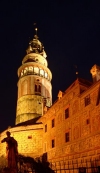Czech Republic - Cesky Krumlov  (Southern Bohemia - Jihocesk - Budejovick kraj): Castle Tower - nocturnal - photo by J.Kaman