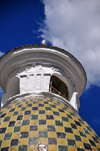 Quito, Ecuador: Catedral Metropolitana - Metropolitan Cathedral - dome covered in of glazed ceramic tiles and crowned with a lantern - faade on Calle Garcia Moreno - photo by M.Torres