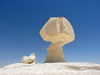 White Desert National Park / Sahara el Beyda, New Valley Governorate, Egypt: mushroom formations created by wind and sand - photo by J.Kaman