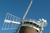 Horsey broad (Norfolk): Horsey Mill - detail of the top - fantail - windmill / windpump - photo by K.White