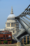 England - UK - London: St Paul's Cathedral and Millenium bridge over the Thames - photo by M.Torres