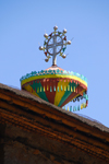 Gondar, Amhara Region, Ethiopia: Debre Berham Selassie church - cross with ostrich eggs - photo by M.Torres