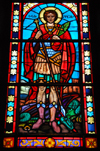 Addis Ababa, Ethiopia: Holy Trinity Cathedral - stained glass - St George - photo by M.Torres