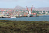 Falkland islands / Ilhas Malvinas - Port Stanley / PSY (East Falkland): the Sloman Commander in the harbour - merchant ship - photo by C.Breschi