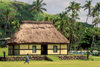 Nacula Island, Yasawa group, Fiji: main gathering building for the native community  wooden building with thatched roof and walls of interwoven palm leaves built by the beach - photo by C.Lovell