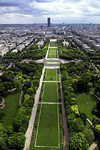 Paris: Champ de Mars seen from the Eiffel tower - 7th arrondissement - Tour Montparnasse in the distance - photo by Y.Baby
