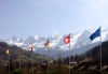 France / Frankreich -  Haute Savoie: flags and mountains (photo by K.White)