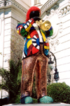 France - Nice (Alpes Maritimes):  - sculpture of Miles Davis by Niki de Saint Phalle, in font of Negresco Hotel - Jazz musician - art on promenade des Anglais - Negresco - photo by M.Torres