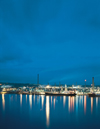 Le Havre, Seine-Maritime, Haute-Normandie, France: Oil Refineries and tanker ships - nocturnal view with water reflections - industry - photo by A.Bartel