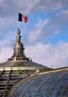 Paris, France: Grand Palais - French flag atop the steel and glass barrel-vaulted roof, the largest existing ironwork and glass structure in the world - Beaux-Arts style - Champs-lyses - 8e arrondissement - photo by M.Torres