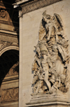 Paris, France: Arc de Triomphe - Place Charles de Gaulle - sculpture 'La Rsistance de 1814' over the ashlar masonry, sculptor Antoine Etex - photo by M.Torres
