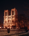 Paris, France: Notre-Dame cathedral seen from Quai de Montebello - west faade at dusk - chair of the Catholic Archdiocese of Paris - Unesco world heritage site - le de la Cit - 4e arrondissement - photo by A.Bartel