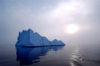 22 Franz Josef Land: Blue Iceberg, sun, zodiac wake - photo by B.Cain
