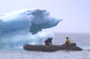 93 Franz Josef Land: Zodiac motoring around small iceberg, Jackson Island - photo by B.Cain