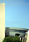 Libreville, Estuaire Province, Gabon: bold contemporary architecture of Ministry of Oil with some inspiration from the Niteroi Art Museum - Ministre du Ptrol et Hydrocarbures - Immeuble du 2 dcembre - Primature - boulevard Triomphal El Hadj Omar Bongo - photo by M.Torres