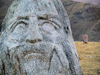 Georgia - Georgian Military Highway: stone carvings of Georgian poets - between Kazbegi and Sno - detail - Caucasus - photo by Austin Kilroy