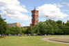Germany / Deutschland - Berlin: lawns / Rasen - Rote Rathaus - red city hall - photo by C.Blam