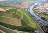 Wrzburg area, Lower Franconia, Bavaria, Germany: Vineyards along the river Main, between Wuerzburg and Randersacker - from the air - photo by D.Steppuhn