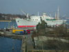 Rostock / RLG (Mecklenburg-Vorpommern / Mecklenburg-Western Pomerania): giants in the harbour - photo by E.Soroko
