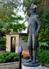 Gibraltar: talking statue of Admiral Nelson and public toilets - Southport Gates - photo by M.Torres