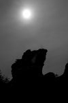 Gotland island - Klintkusten: rock silhouette against the sun - photo by C.Schmidt