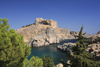 Greece - Rhodes island - Lindos - St.Paul's bay and the fortress - photo by A.Dnieprowsky