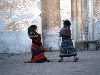 Guatemala - Antiqua Guatemala (Sacatepequez province): girls playing outside the church (photographer: Mona Sturges)