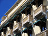 Ciudad de Guatemala / Guatemala city: hotel Royal Palace - balconies with awnings on 6 Av. and 13 Calle, zona 1 - photo by M.Torres