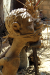 Bissau, Guinea Bissau / Guin Bissau: Sintra quarter, Carnival masks, preparation, portuguese policeman of colonial period / Bairro Sintra, mscaras de carnaval, preparao, polcia portugus do perodo colonial - photo by R.V.Lopes