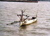 Indonesia - Java - Surabaya: outrigger boat - mouth of the Mas River - photo by G.Frysinger