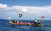 Indonesia - Pulau Amarsekaru island (Aru islands - Kepulauan Aru, Moluccas / Maluku): Greeting boat - photo by G.Frysinger