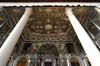 Iran - Shiraz: columns - Qavam House - Narenjestan e Qavam - ceiling with inlaid woodwork called khatam kari - photo by M.Torres