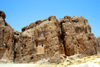 Iran - Naqsh-e Rustam / Naqsh-i Rostam: probably the tomb of Xerxes - ocher-colored cliffs of the Husain Kuh mountain range - photo by M.Torres