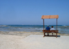 Israel - Kibbutz Sdot Yam: bench on the beach - mediterranean life - photo by Efi Keren