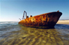 Israel - Habonim, Hof HaCarmel Regional Council, Haifa District: shipwreck rusting in the Mediterranean waters - photo by C.Ariav