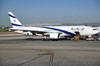 Tel Aviv Ben Gurion Airport, Central District, Israel: El Al Israel Airlines Boeing 777-258(ER), registration 4X-ECF (cn 36084) - airliner being serviced at Terminal 3 - photo by M.Torres