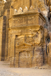 Jordan - Petra: unfinished tomb, with a nefesh crown - Street of Facades - photo by M.Torres