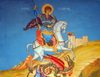 Madaba - Jordan: St George slains the dragon - fresco - Greek Orthodox Church of St. George - photo by M.Torres