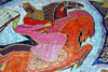 Kazakhstan, Almaty: warrior and damsel - mosaic at the Almaty hotel - photo by M.Torres