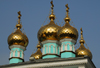 Kazakhstan, Almaty: St Nicholas Church - Russian Orthodox - Nikolsky Sobor - golden onions - photo by M.Torres