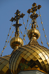 Kazakhstan, Almaty: St Nicholas Church - Russian Orthodox - Nikolsky Sobor - twin crosses - photo by M.Torres