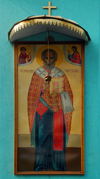 Kazakhstan, Almaty: St Nicholas Church - Russian Orthodox - Nikolsky Sobor - icon of St Nicholas - photo by M.Torres