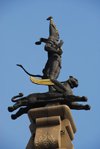 Kazakhstan, Almaty: Republic square - Independence Monument - the Golden Man - photo by M.Torres