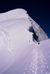 Kazakhstan - Tian Shan mountain range: a snow track at the time of an ascent - photo by E.Petitalot