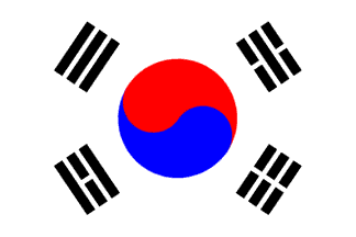 South Korea / Coreia do Sul / Core du Sud / Korea (jih) / Korea (syd) / Korea (zuiden)  / Bonnie (etel)  / Korea (Sden)  / Korea (dli) / Korea (Selatan) / Korejas Republika / Korea (sr) / Coreea de Sud / Koreja (jug) / Corea del sur / Korea (sdern) / Kore (gney) - flag