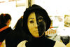 Asia - South Korea - Halloween - divided girl - black and white face - photo by S.Lapides