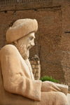 Erbil / Hewler / Arbil / Irbil, Kurdistan, Iraq: profile view of the statue of the historian Ibn Al-Mustawfi aka Mubarak Ben Ahmed Sharaf-Aldin at the entrance to Arbil Citadel - minister of Erbil in the era of Sultan Muzafardin - Qelay Hewlr - UNESCO world heritage site - photo by M.Torres