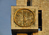 Bishkek, Kyrgyzstan: the clock marks 5:30 - tower of the Kyrgyztelekom building - corner of Chui and Y.Abdrakhmanov - photo by M.Torres