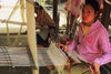 Laos: girl weaving - artisan - photo by E.Petitalot